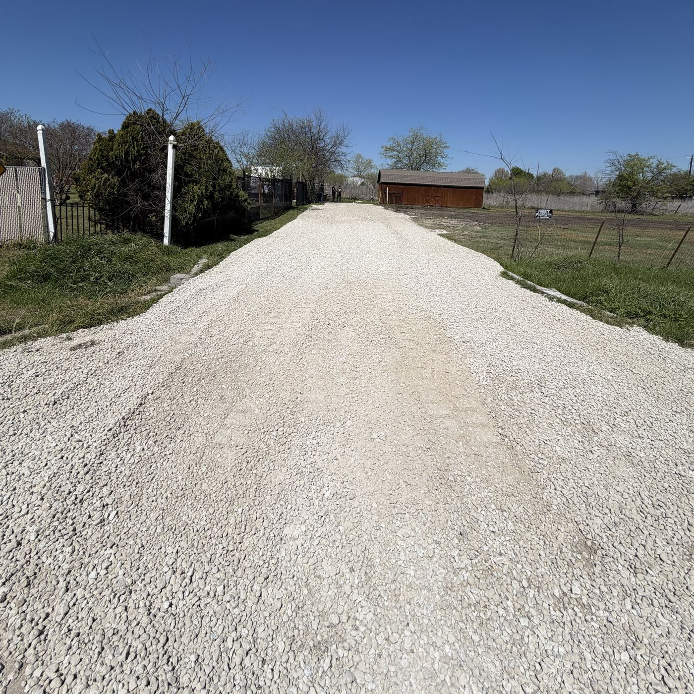 Finished white rock driveway