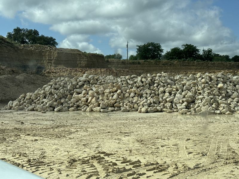 Rip rap stockpile at a quarry